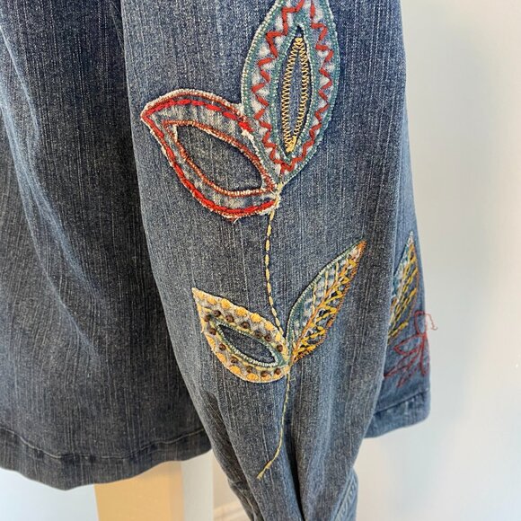 Women's Denim Floral Embroidered Jacket Flower Power - Picture 5 of 10